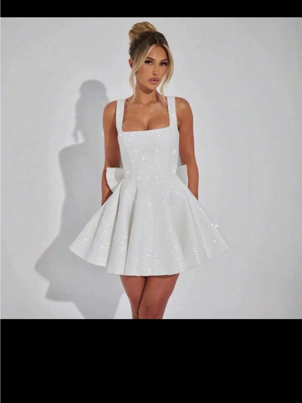 Sparkle White Square-Neck Party Mini Dress